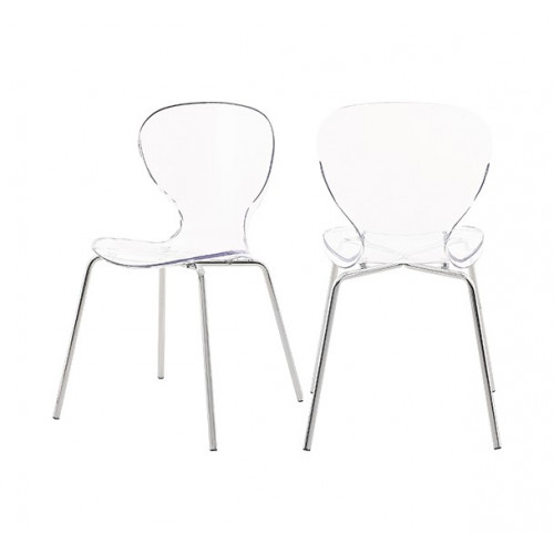 Chic Acrylic Body Silver Base Dining Chair Set of 2