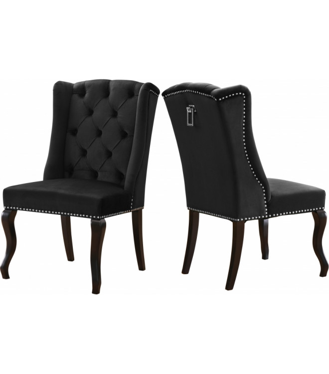Black Velvet Wing Back Tufted Dining, Tufted Wingback Dining Chairs