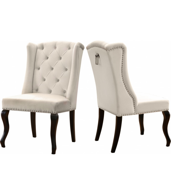 Cream Velvet Wing Back Tufted Dining, Tufted Wingback Dining Chairs