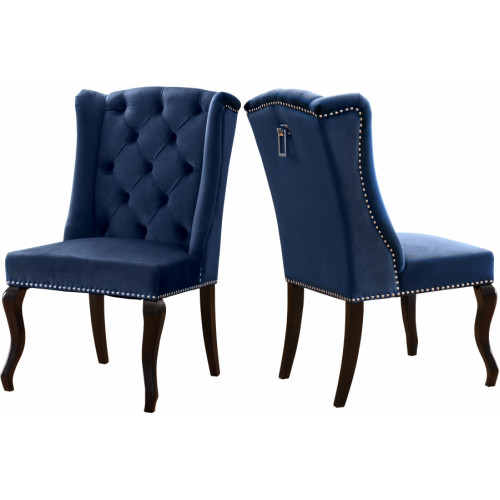 Blue Velvet Wing Back & Tufted Dining Chair Set of 2