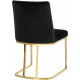 Black Velvet Accent Gold Curved Dining Chair Set of 2