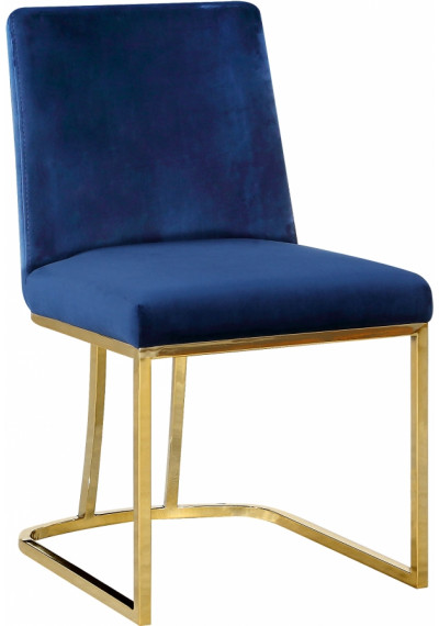 Blue Velvet Accent Curved Dining Chair Set of 2