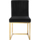 Black Velvet Accent Armless Dining Chair Channel Tufting Set of 2