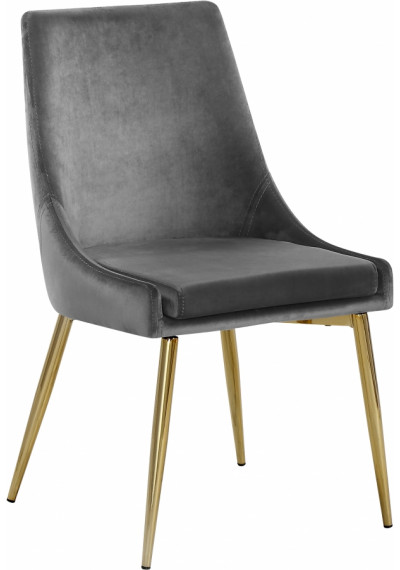 Grey Velvet Accent Side Chair Set of 2
