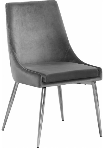 Grey Velvet Accent Chair Silver Toothpick Legs Set of 2