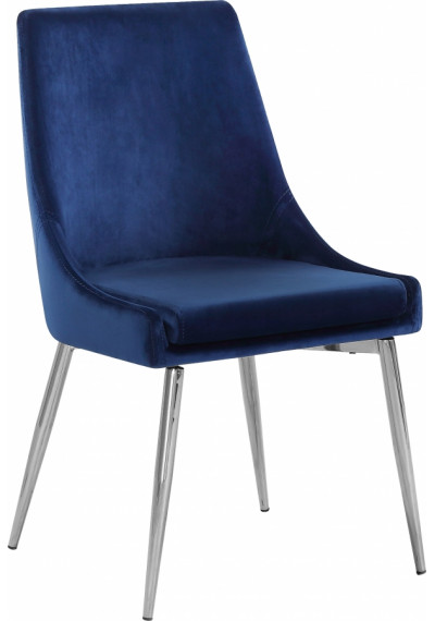 Blue Velvet Accent Chair Silver Toothpick Legs Set of 2