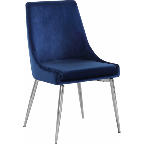 Blue Velvet Accent Chair Silver Toothpick Legs Set of 2