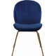 Blue Velvet Mid Century Accent Dining Chair Gold Legs Set of 2
