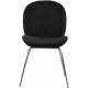 Black Velvet Mid Century Accent Dining Chair Silver Legs Set of 2