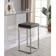 Grey Faux Leather Tufted Backless Counter Stool Chrome Base Set 2