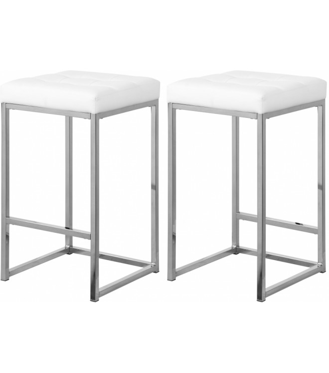 White Faux Leather Tufted Backless, White Faux Leather Barstools