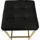 Black Faux Leather Tufted Backless Counter Stool Gold Base Set 2