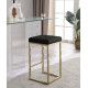 Black Faux Leather Tufted Backless Counter Stool Gold Base Set 2