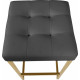 Grey Faux Leather Tufted Backless Counter Stool Gold Base Set 2