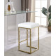White Faux Leather Tufted Backless Counter Stool Gold Base Set 2