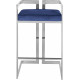 Blue Velvet Seat Counter Stool Chrome Angular Body