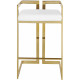 White Faux Leather Seat Counter Stool Gold Angular Body