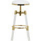 Acrylic Legs White Seat Adjustable Stool Gold Accents Set 2