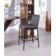 Grey Faux Leather Diamond Quilted Bar Stool Black Legs Set of 2