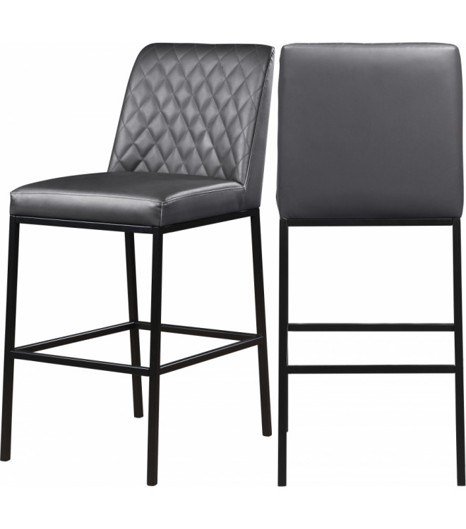 Grey Faux Leather Diamond Quilted Bar, Grey Bar Stools Black Legs