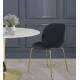 Black Mid Century Accent Dining Chair Gold Legs Set of 2