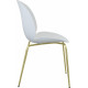 White Mid Century Accent Dining Chair Gold Legs Set of 2