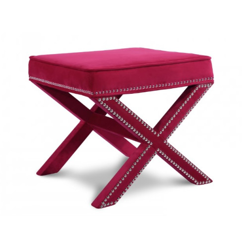 X Frame Fuchsia Hot Pink Velvet Ottoman Footstool