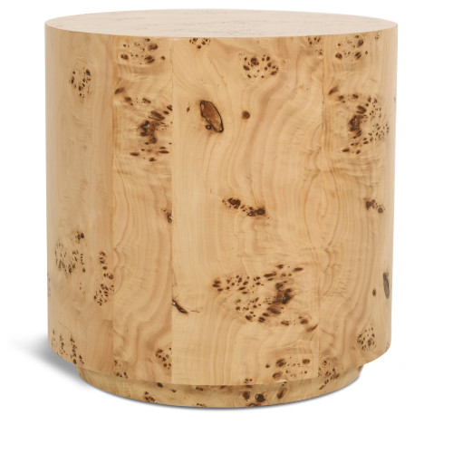 Burl Wood Round Accent Side Table