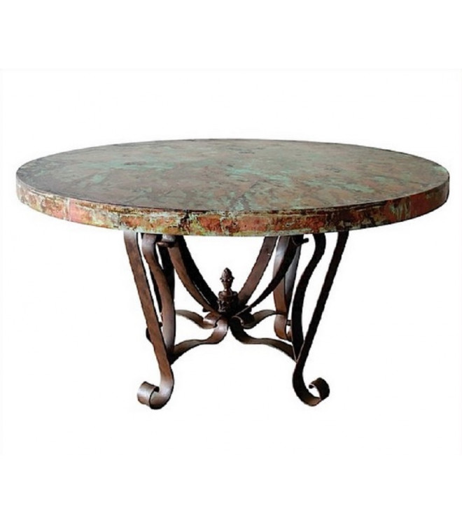 Designer Oxidized Copper Top Dining, Hammered Copper Oval Dining Table