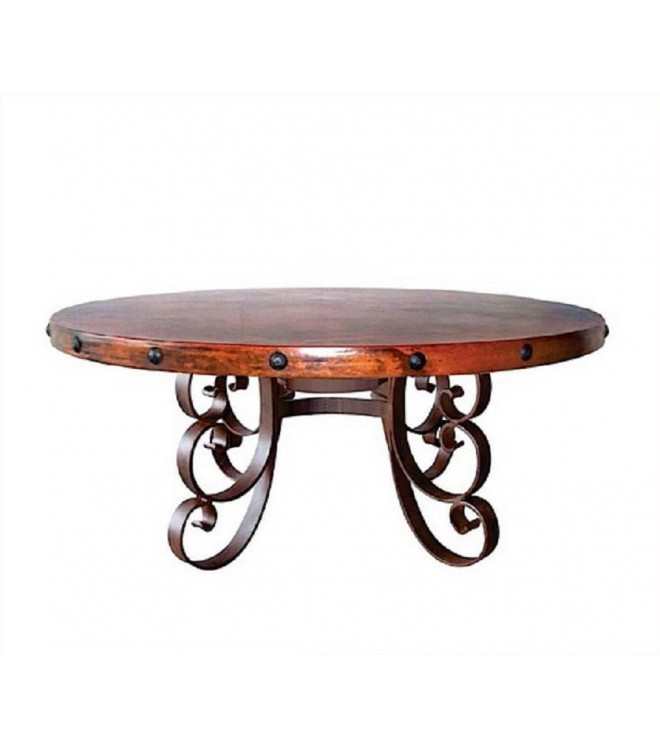 Designer Hammered Copper Top Dining, Hammered Copper Top Round Dining Table