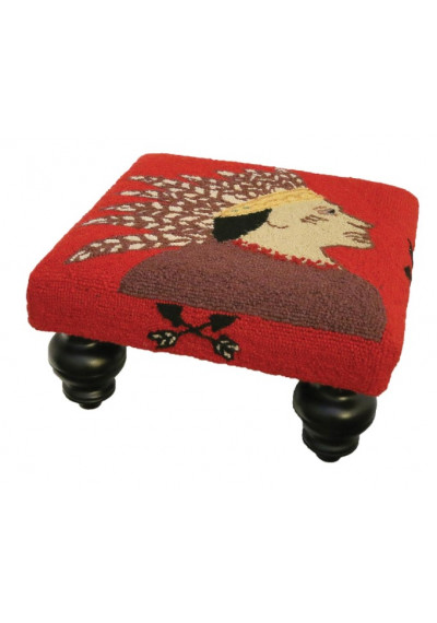 Southwestern Indian Scout Ottoman Footstool Hand Hooked Rug