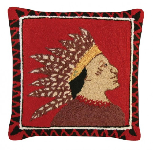 Southwestern Indian Scout Pillow Right Hand Hooked Rug