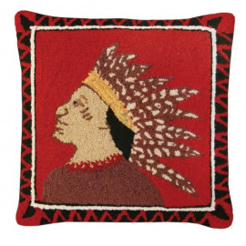 Southwestern Indian Scout Pillow Left Hand Hooked Rug