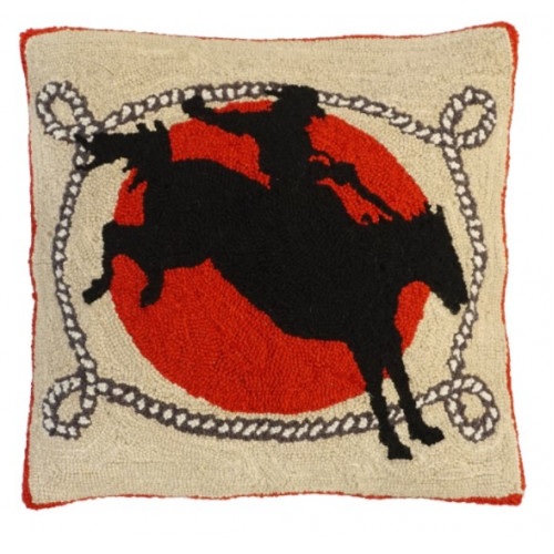Cowboy Western Pillow Hand Hooked Rug