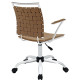 Brown Faux Leather Woven Back Swivel Office Chair