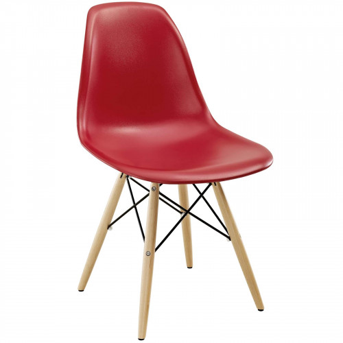 Dark Red Molded Plastic Mid Century Accent Dining Chair