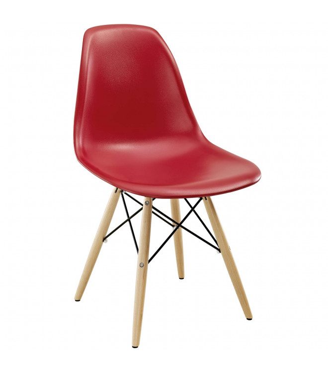 Mid Century Accent Dining Chair, Red Modern Plastic Dining Chairs