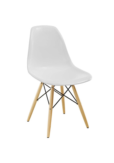 White Molded Plastic Mid Century Accent Dining Chair