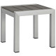 3 Piece Silver Aluminum Patio Chaise & Table Set Latte Cushions