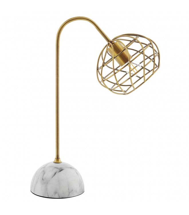 Gold Wire Cage Shade White Base Table, Wire Cage Table Lamp