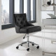 Black Faux Leather Button Tufted Swivel Office Chair