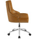 Brown Tan Faux Leather Button Tufted Swivel Office Chair
