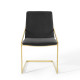 Black Velvet Gold Base Sleek Angular Accent Dining Chair