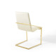Ivory Velvet Gold Base Sleek Angular Accent Dining Chair