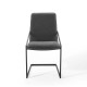 Dark Grey Fabric Black Base Sleek Angular Accent Dining Chair