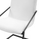 White Fabric Black Base Sleek Angular Accent Dining Chair