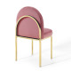 Pink Blush Rose Velvet Channel Tufted Gold Body Accent Dining Chair