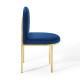 Blue Velvet Channel Tufted Gold Body Accent Dining Chair