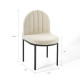 Beige Channel Tufted Fabric Black Body Accent Dining Chair
