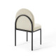 Beige Channel Tufted Fabric Black Body Accent Dining Chair